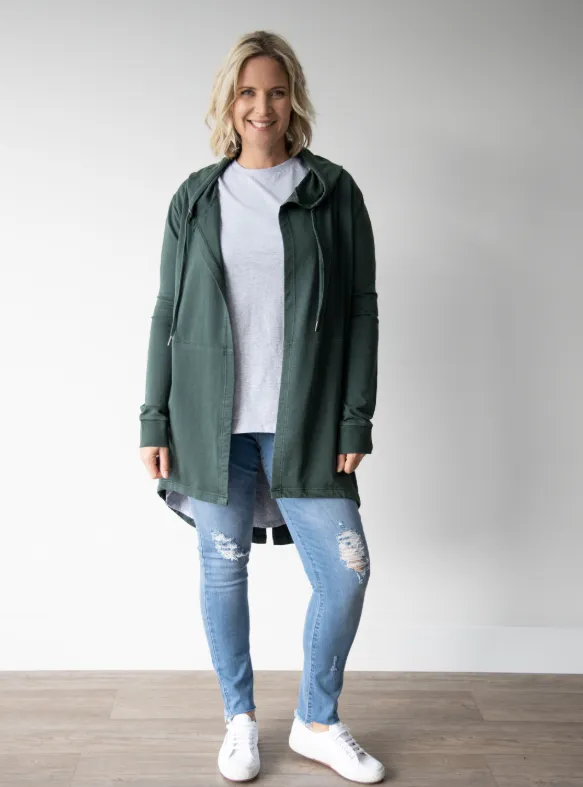 Silent Theory Ashleigh Hooded Cardigan Bottle Green (Giving Back)