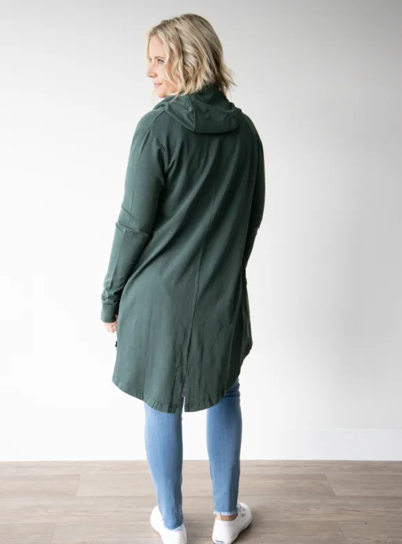 Silent Theory Ashleigh Hooded Cardigan Bottle Green (Giving Back)