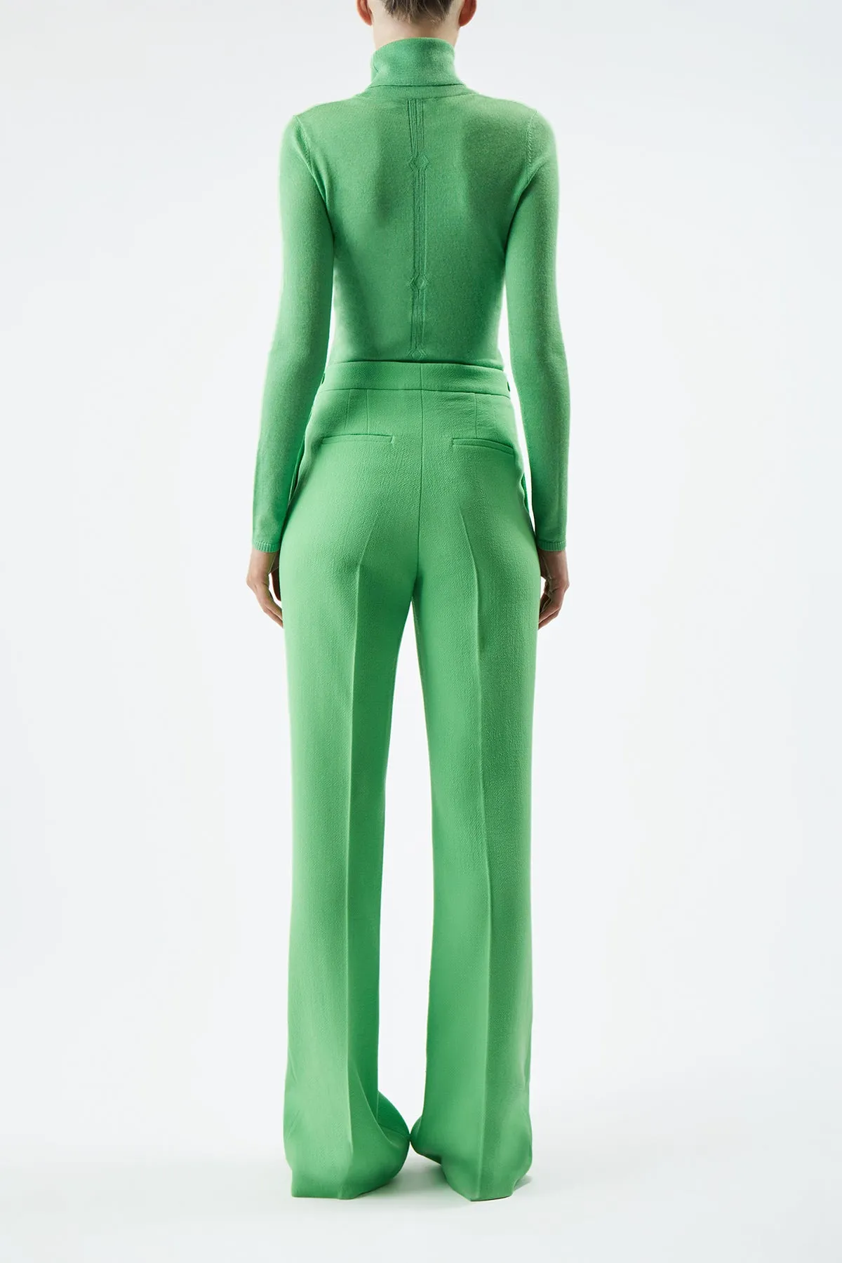 Steinem Knit Turtleneck in Fluorescent Green Cashmere Silk