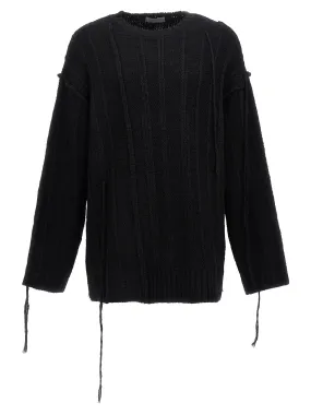 String Switching Sweater, Cardigans Black