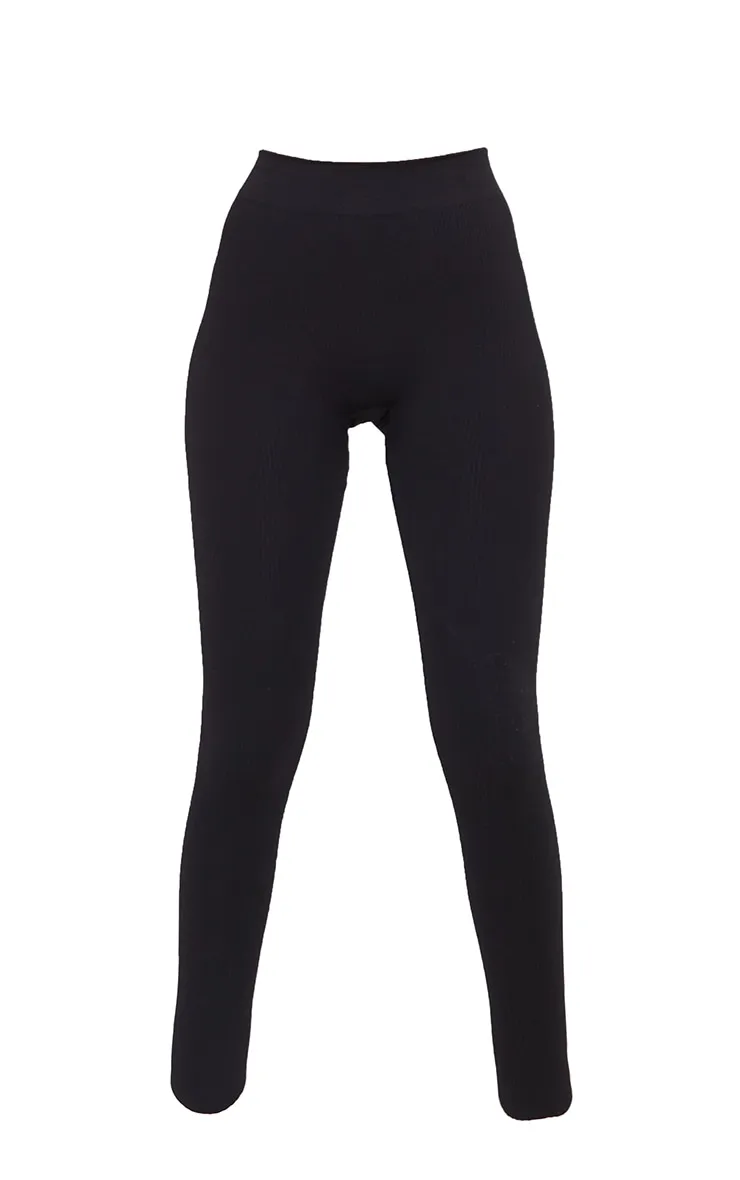 Tall Black Structured Contour Ribbed Leggings