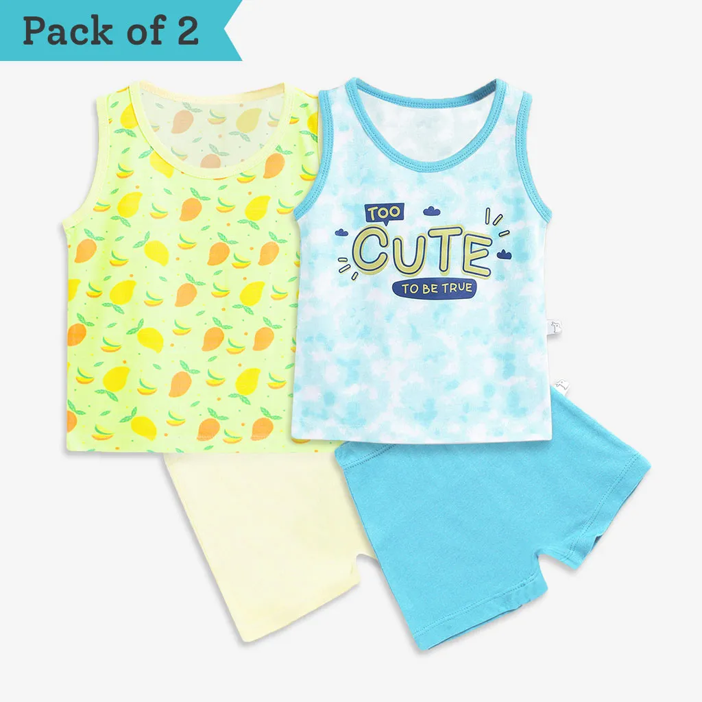 Top & Shorts Set - 2 pack - Mango Summers - Tie-Dye Blues (2-4 years)