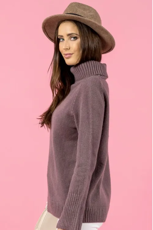 Turtleneck Split Sleeve Knit in Mauve by Style State One Size Fits All