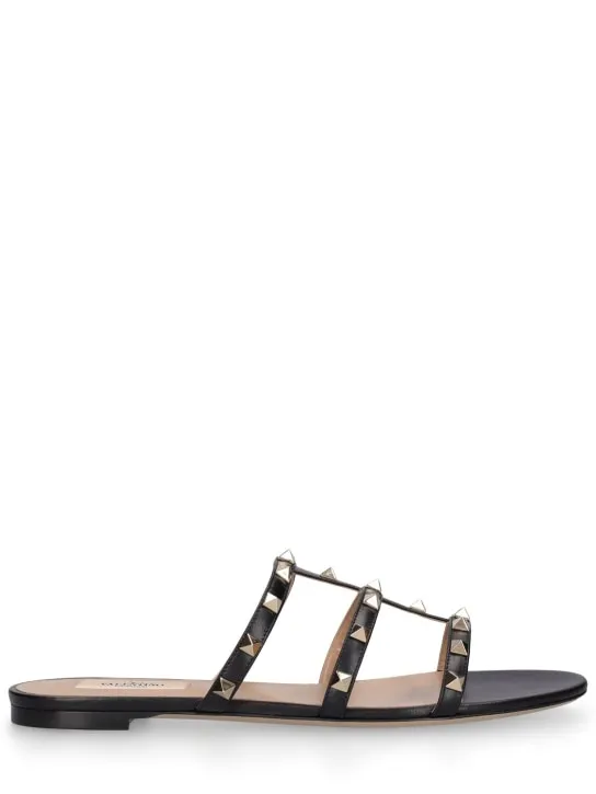 Valentino Garavani   Rockstud leather slide sandals 