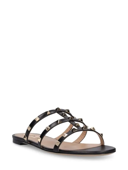 Valentino Garavani   Rockstud leather slide sandals 