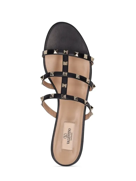 Valentino Garavani   Rockstud leather slide sandals 