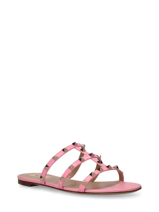 Valentino Garavani   Rockstud leather slide sandals 