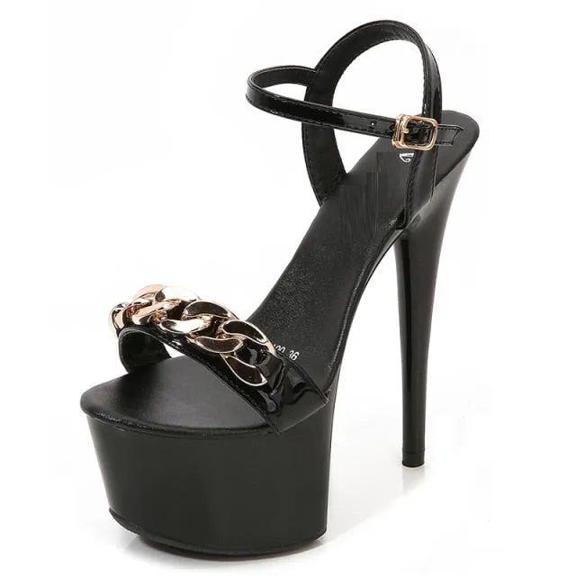 Women's Pumps with Metal Decorated Buckle Strap for Summer Party