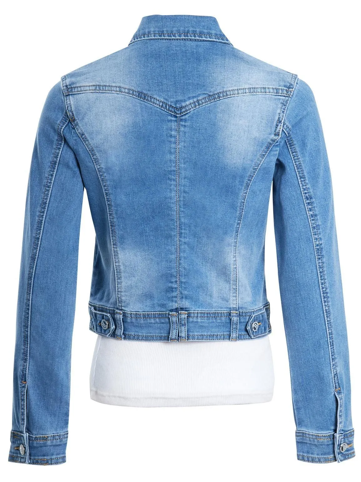 Womens Stretch Denim Jacket in Stonewash Blue, UK Sizes 6 to 14