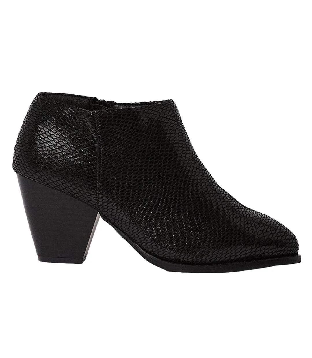 Womens/ladies moni textured wide heeled shoe boots black Good For The Sole