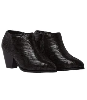 Womens/ladies moni textured wide heeled shoe boots black Good For The Sole