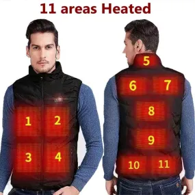 Xituodai 9 Areas Heated Vest Jacket USB Men Winter Electrical Heated Sleevless Jacket Outdoor Fishing Hunting Vest