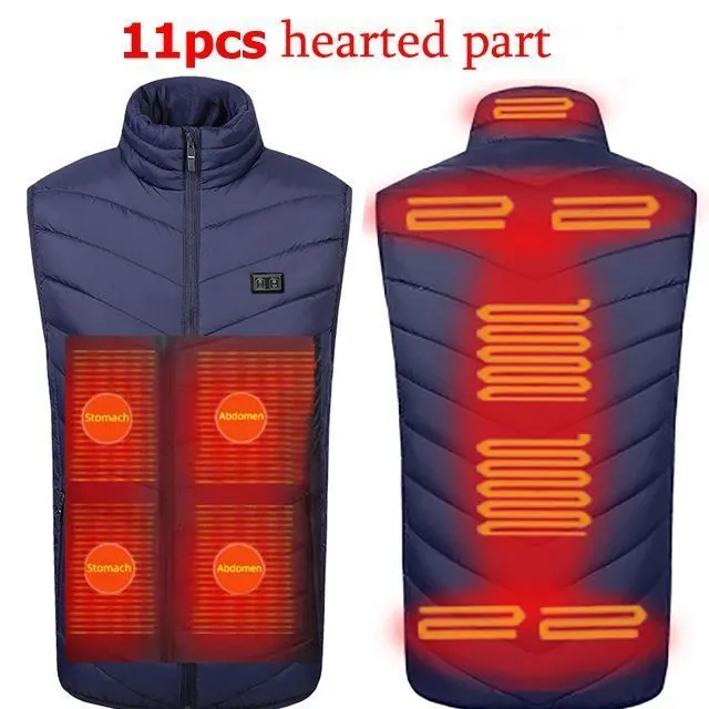 Xituodai 9 Areas Heated Vest Jacket USB Men Winter Electrical Heated Sleevless Jacket Outdoor Fishing Hunting Vest